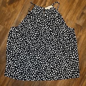Loft Size LARGE polka dot halter tank top blouse business casual
